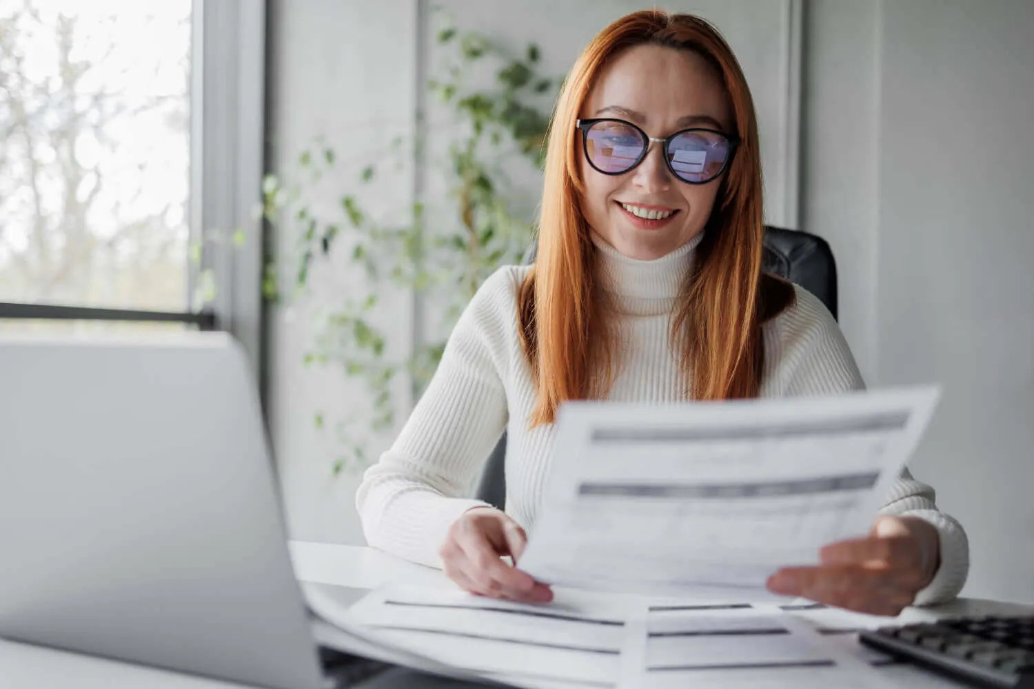 Woman reading a document